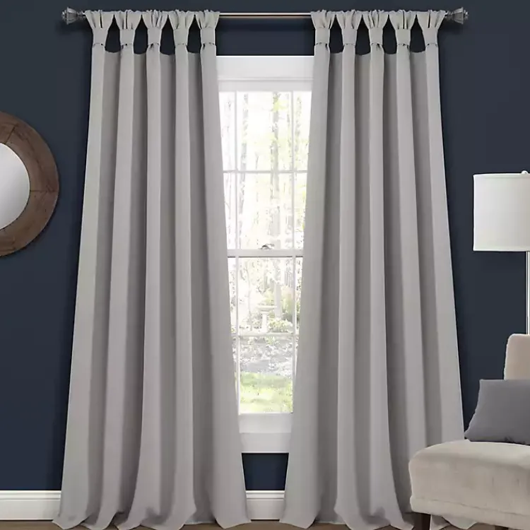 Curtains & Drapes-Kirklands Home Light Knotted Curtain Panel Set, 84 in. Gray
