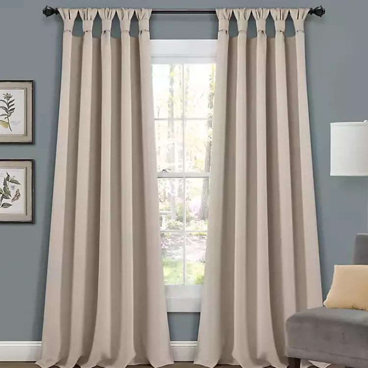 Curtains & Drapes-Kirklands Home Wheat Knotted Curtain Panel Set, 84 in. Tan