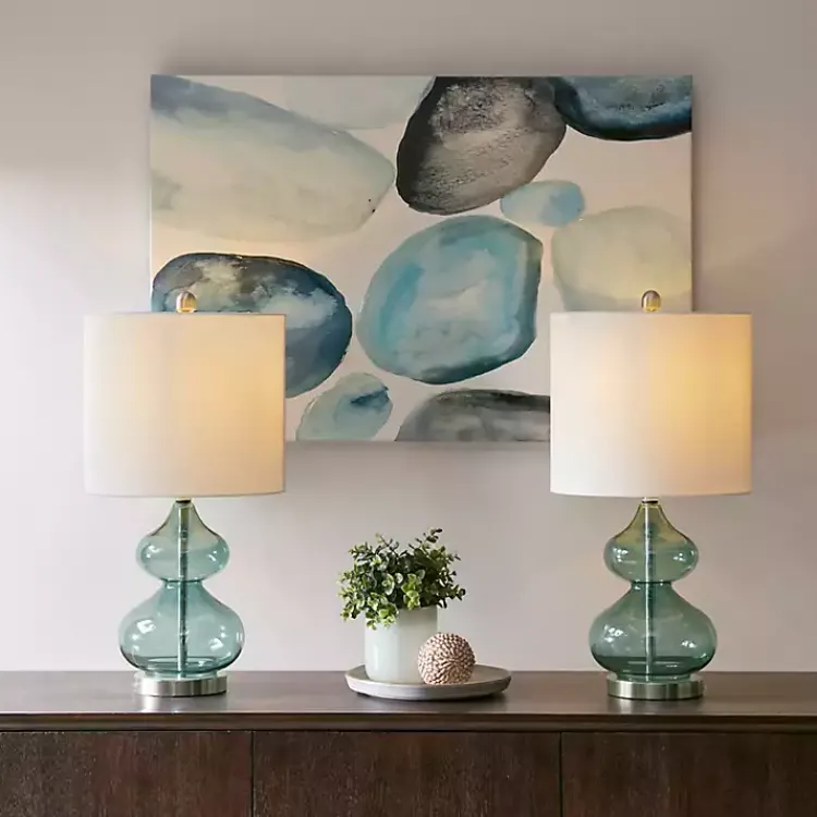 Table Lamps-Kirklands Home Curved Glass Table Lamps, Set of 2 Blue