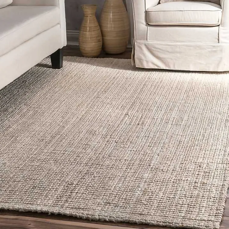 Area Rugs-Kirklands Home Neely Solid Jute Area Rug, 5x8 Tan