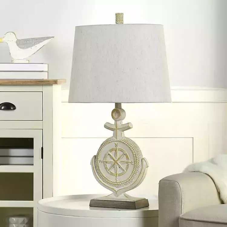 Table Lamps-Kirklands Home Ivory Nautical Anchor Table Lamp White