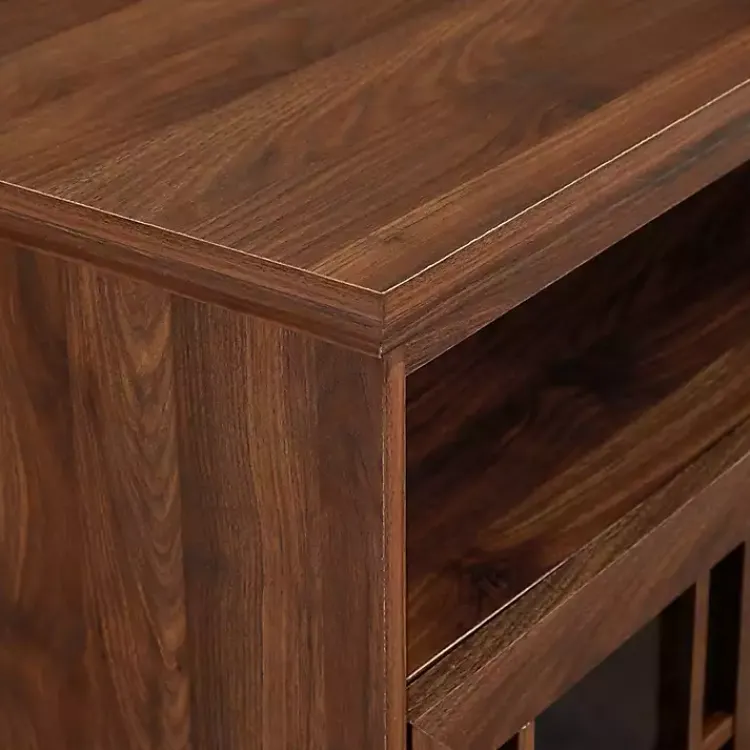 Tv Stands & Media Consoles-Kirklands Home Dark Walnut Glass Door Classic TV Stand Brown