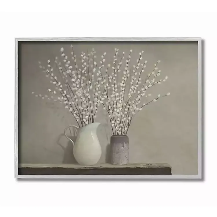 Framed Art-Kirklands Home Willow Flower in Vases Framed Art Print Gray