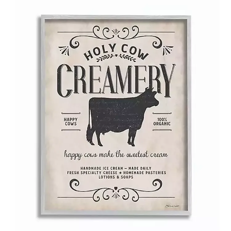 Wall Quotes & Signs-Kirklands Home Vintage Creamery Cow Framed Wall Plaque Ivory