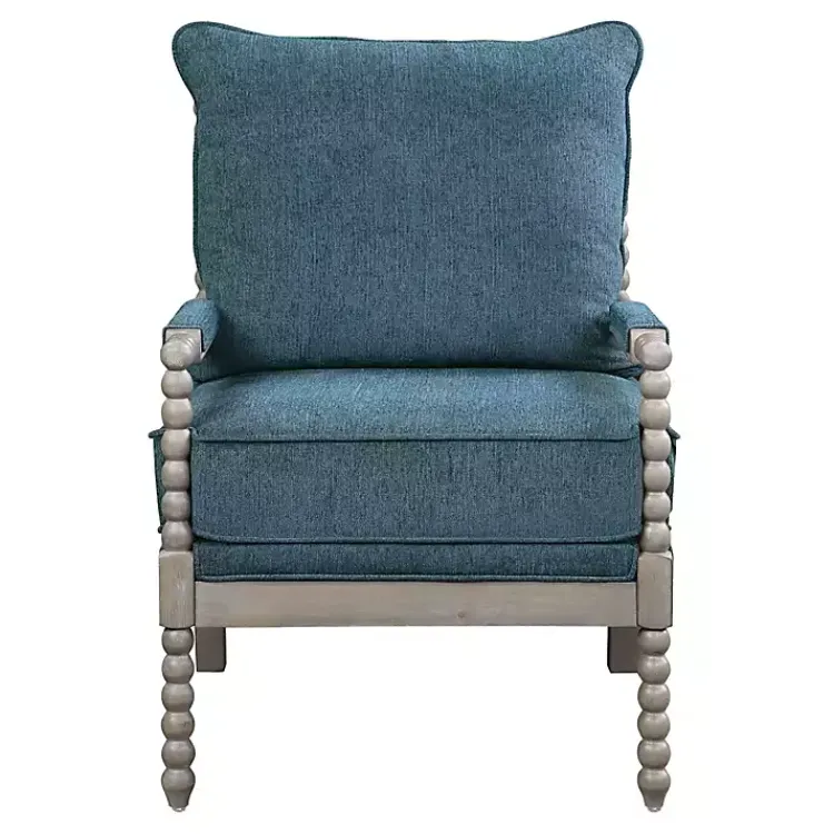 Accent Chairs-Kirklands Home Aegean Liam Turned Leg Accent Chair Blue