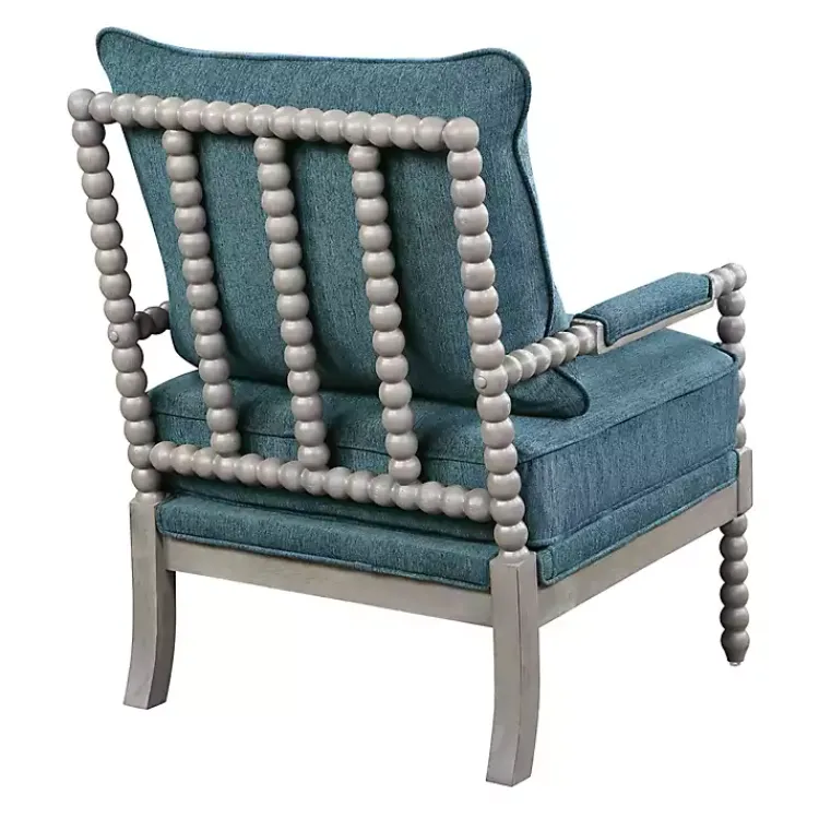Accent Chairs-Kirklands Home Aegean Liam Turned Leg Accent Chair Blue