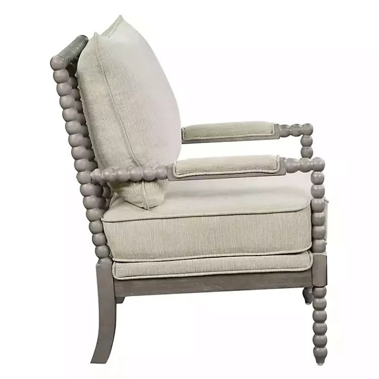 Accent Chairs-Kirklands Home Beige Liam Turned Leg Accent Chair Ivory