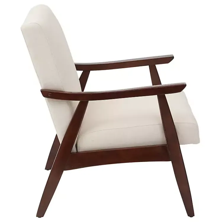 Accent Chairs-Kirklands Home Linen Mid-Century Desmond Accent Chair White