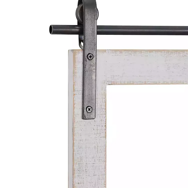 Decorative Mirrors-Kirklands Home Barn Door Mirror with Shelf White