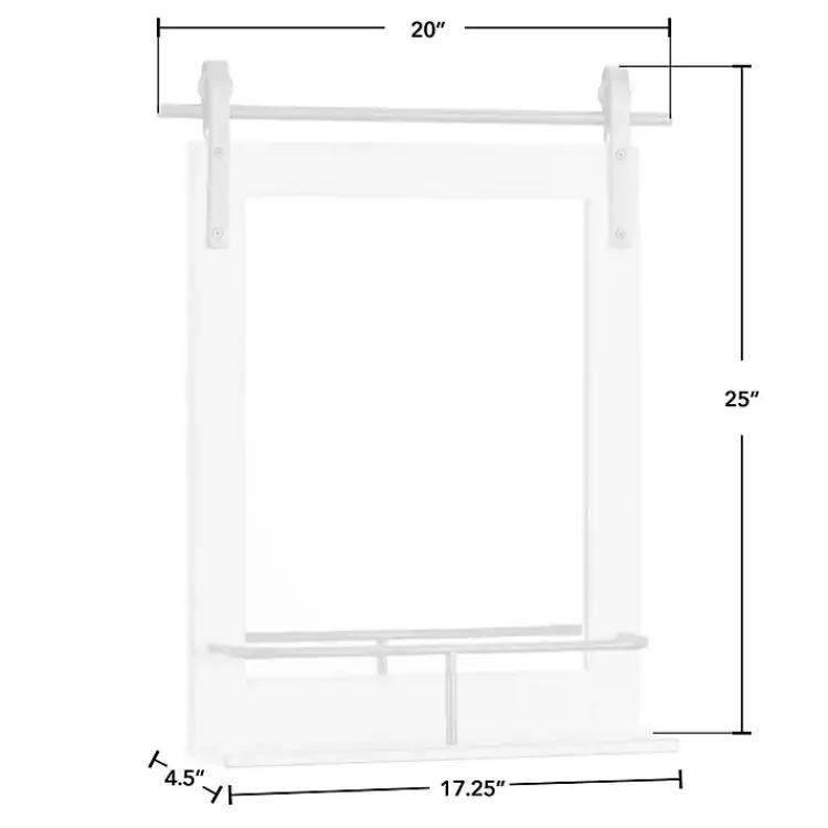 Decorative Mirrors-Kirklands Home Barn Door Mirror with Shelf White