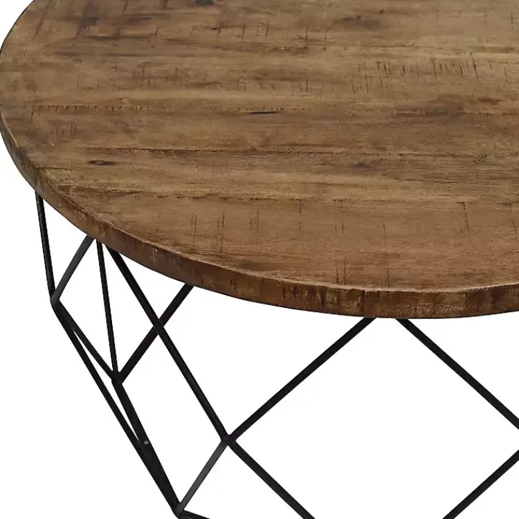 Coffee Tables-Kirklands Home Wooden Top Geometric Chadwick Coffee Table