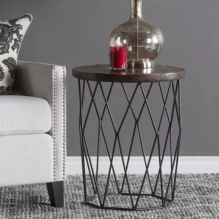 Accent & End Tables-Kirklands Home Wooden Top Geometric Chadwick Accent Table