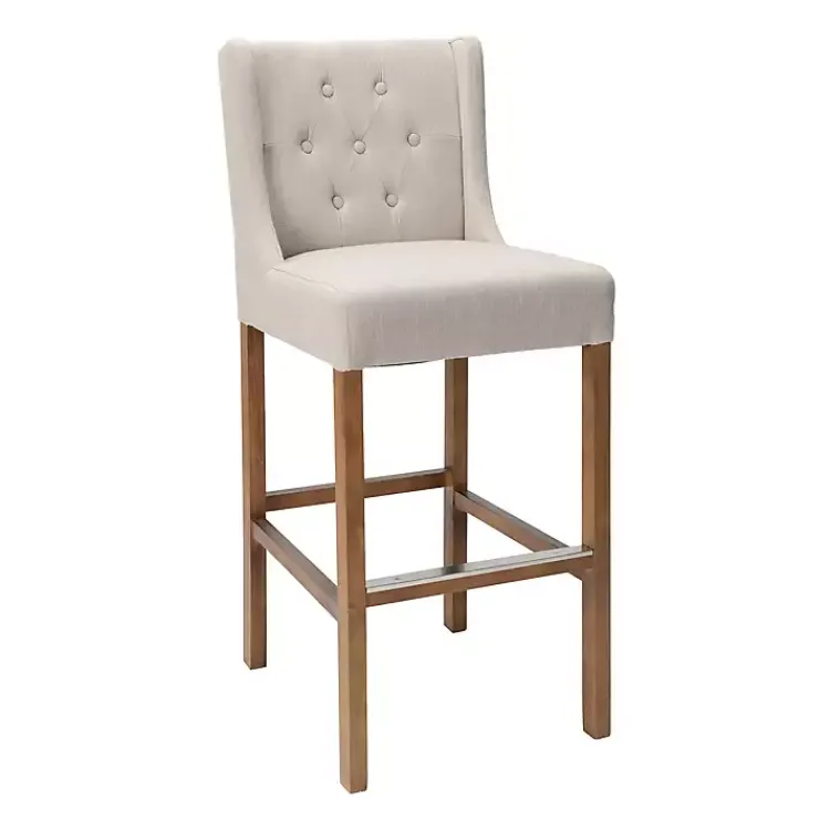 Bar Stools & Counter Height Stools-Kirklands Home Cream Button Tufted Kia Barstool Ivory