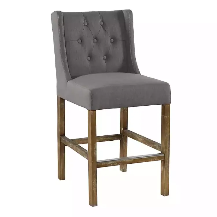 Bar Stools & Counter Height Stools-Kirklands Home Button Tufted Kia Counter Stool Gray