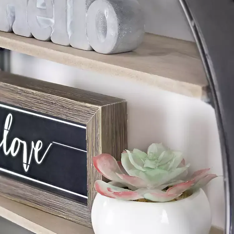 Shelves-Kirklands Home Metal Circle Wall Shelf with Leather Strap