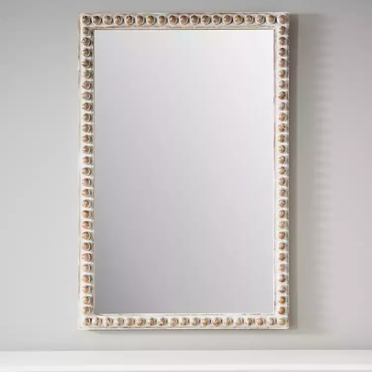 Decorative Mirrors-Kirklands Home Natural Wood Beaded Frame Mirror