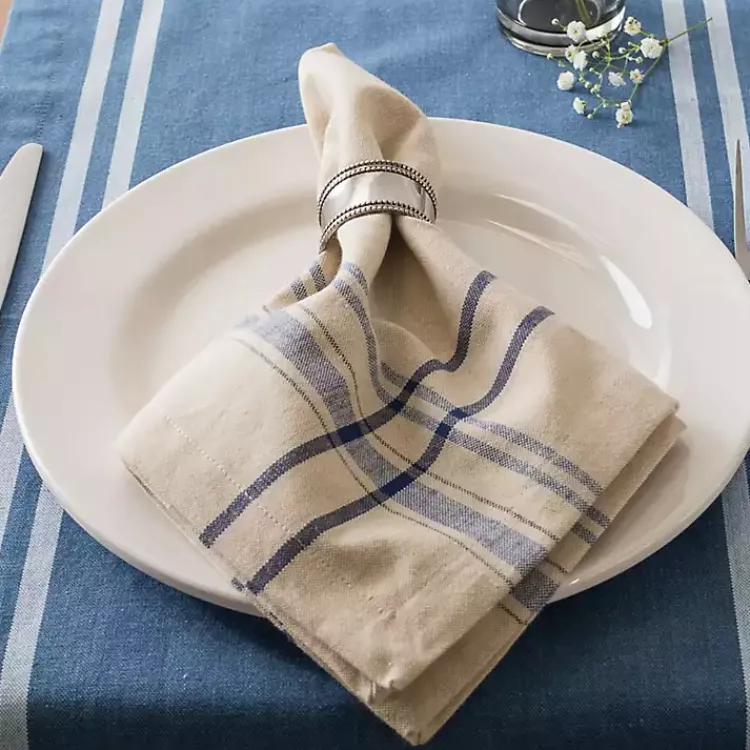 Table Linens-Kirklands Home Nautical French Stripe Napkins, Set of 6 Blue