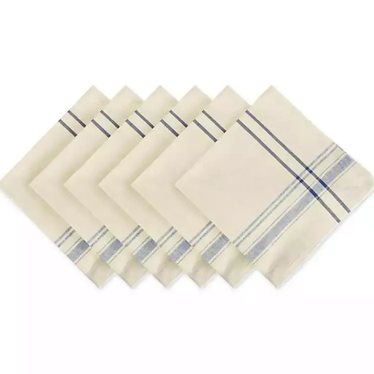 Table Linens-Kirklands Home Nautical French Stripe Napkins, Set of 6 Blue