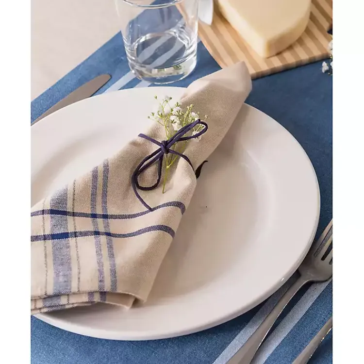 Table Linens-Kirklands Home Nautical French Stripe Napkins, Set of 6 Blue
