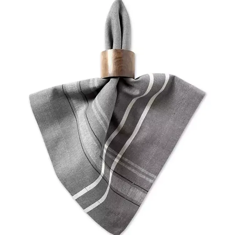 Table Linens-Kirklands Home Chambray French Stripe Napkins, Set of 6 Gray