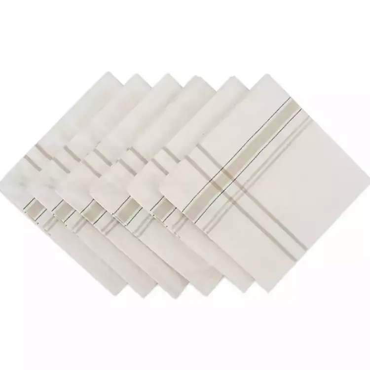 Table Linens-Kirklands Home Chambray French Stripe Napkins, Set of 6 White