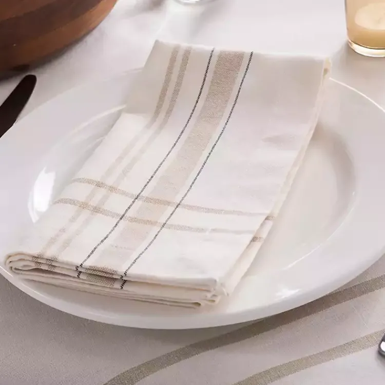 Table Linens-Kirklands Home Chambray French Stripe Napkins, Set of 6 White