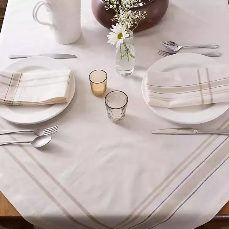 Table Linens-Kirklands Home Chambray French Stripe Napkins, Set of 6 White