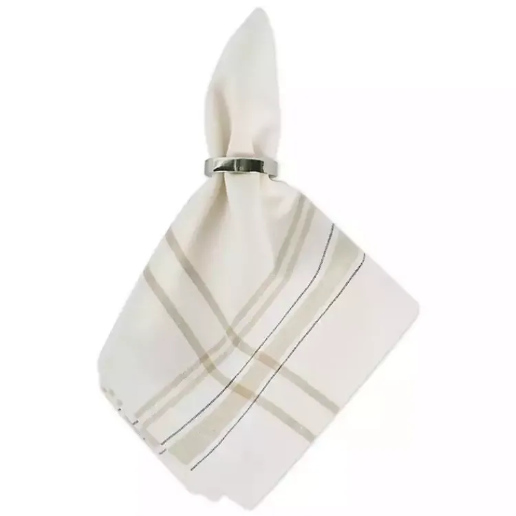 Table Linens-Kirklands Home Chambray French Stripe Napkins, Set of 6 White