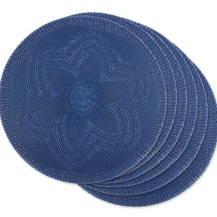 Table Linens-Kirklands Home French Woven Round Placemats, Set of 6 Blue