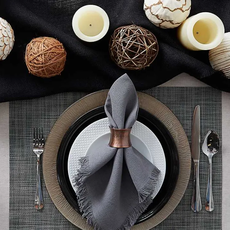 Table Linens-Kirklands Home Tweed Placemats, Set of 6 Gray