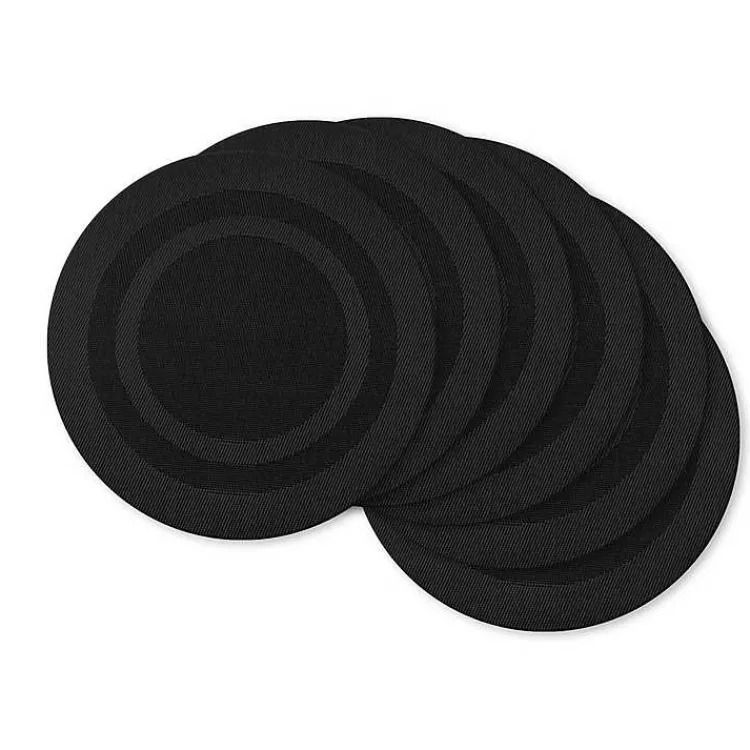 Table Linens-Kirklands Home Round Double Frame Placemats, Set of 6 Black