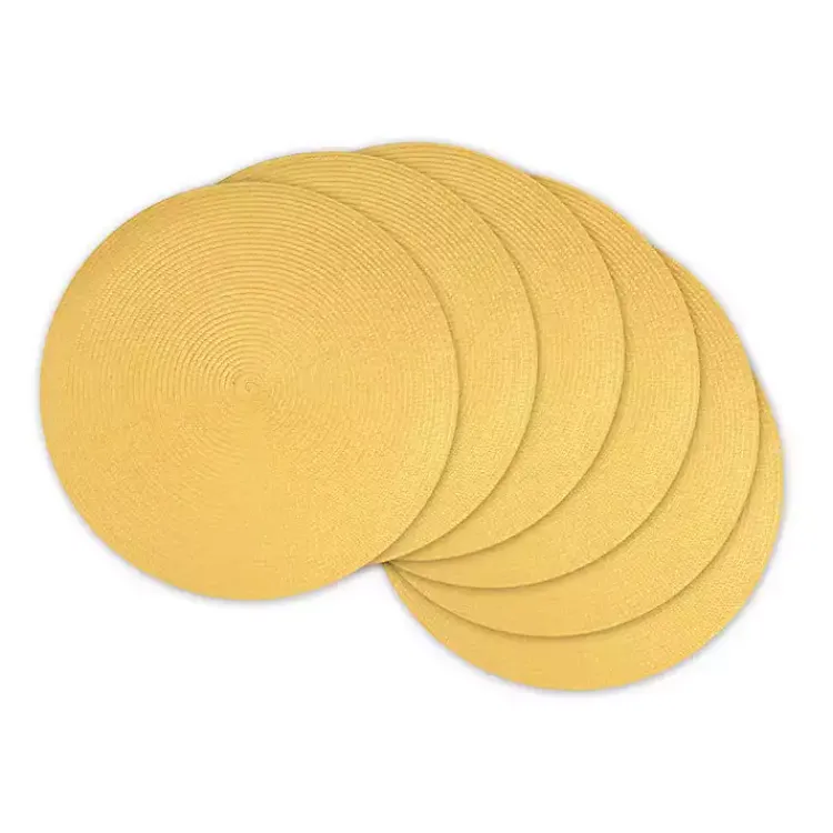 Table Linens-Kirklands Home Solid Round Placemats, Set of 6 Yellow