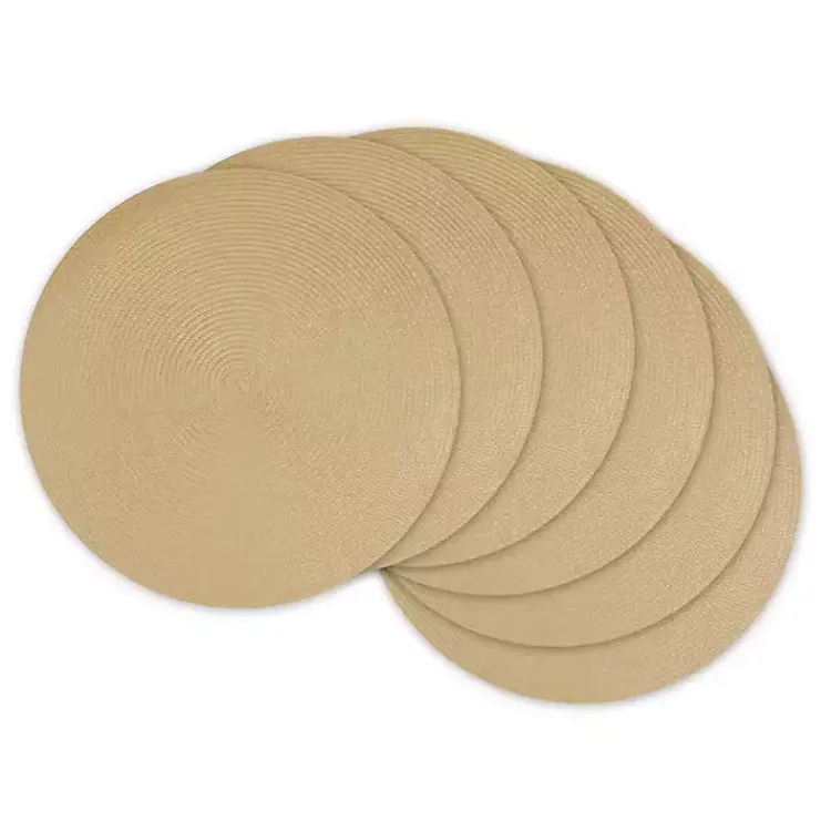 Table Linens-Kirklands Home Natural Woven Round Placemats, Set of 6 Tan