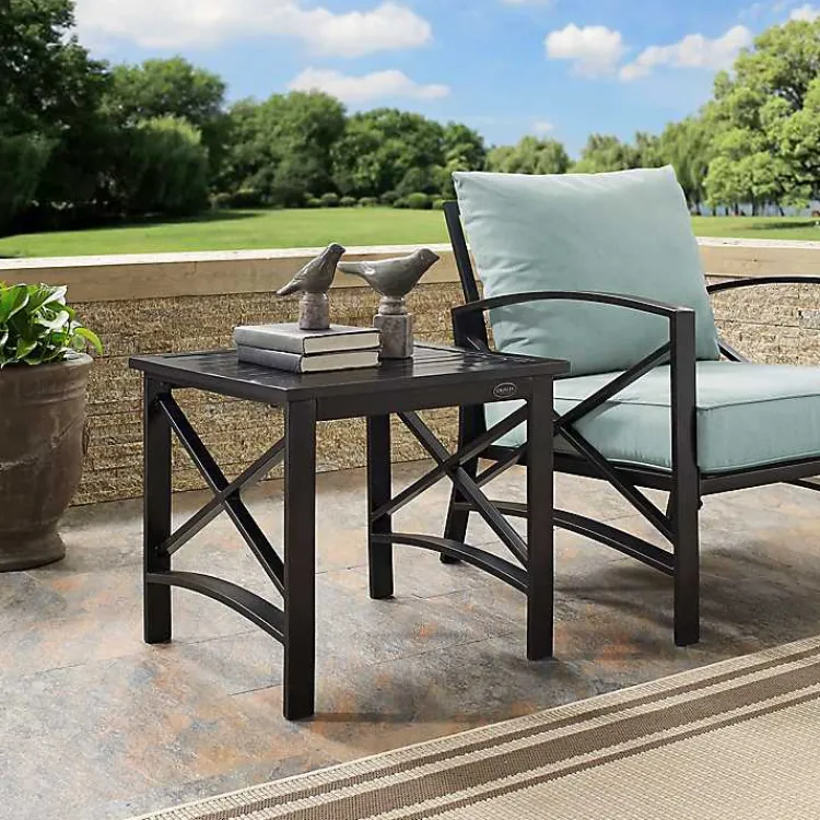 Outdoor Tables-Kirklands Home Bronze Metal Dayton Outdoor Side Table Brown