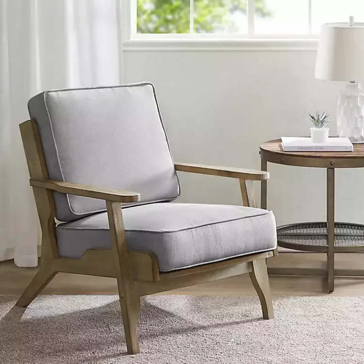 Accent Chairs-Kirklands Home and Distressed Wooden Malibu Accent Chair Gray