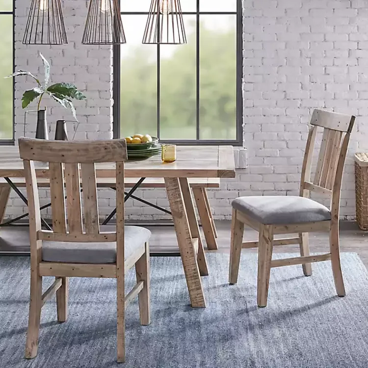Dining Chairs-Kirklands Home Gray Natural Wooden Sonoma Dining Chairs, Set of 2 Tan