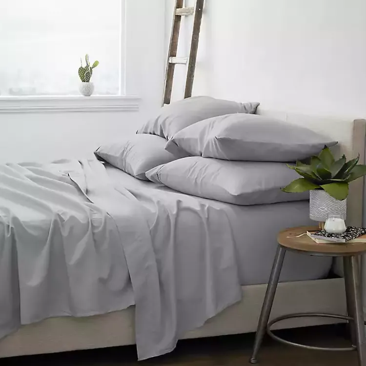 Bed Sheets-Kirklands Home Light Ultra Soft 6-pc. King Sheet Set Gray