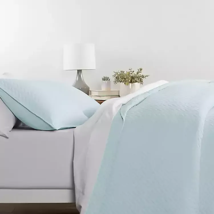 Bedspreads & Coverlets-Kirklands Home Pale Herring 3-pc. King Quilted Coverlet Set Blue