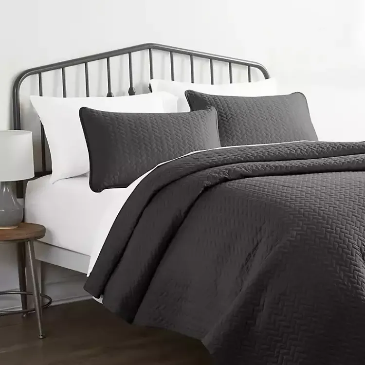 Bedspreads & Coverlets-Kirklands Home Herring 3-pc. Queen Quilted Coverlet Set Gray