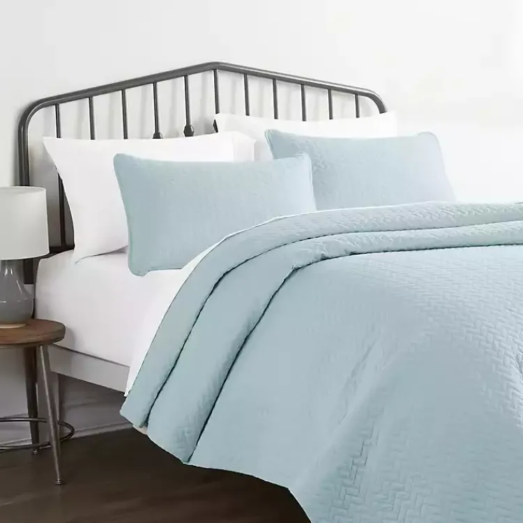 Bedspreads & Coverlets-Kirklands Home Pale Herring 3-pc. Queen Quilted Coverlet Set Blue
