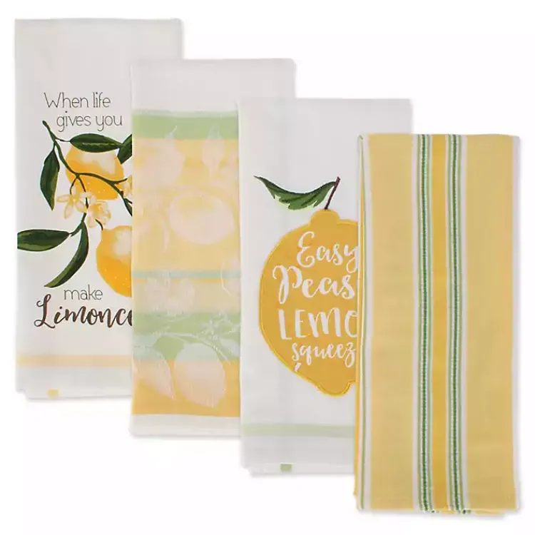 Kitchen Accessories-Kirklands Home Lemon Bliss Printed Kitchen Towels, Set of 4