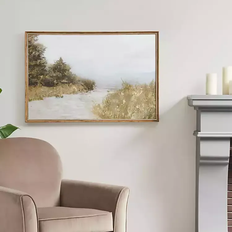 Canvas Art-Kirklands Home Martha Stewart Lake Walk Framed Canvas Art Print Tan