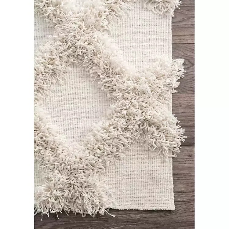 Area Rugs-Kirklands Home Francis Diamond Shaggy Area Rug, 4x6 White