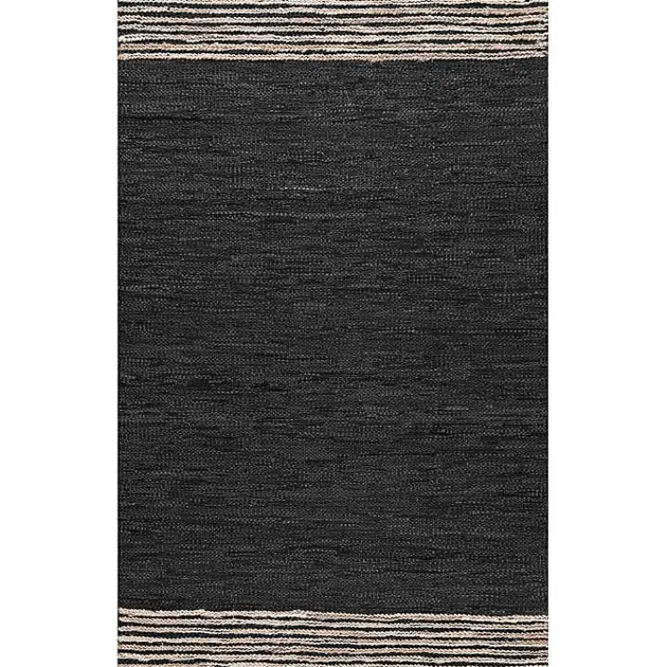 Area Rugs-Kirklands Home Hand Braided Leather Kelli Jute Area Rug, 7x9 Black