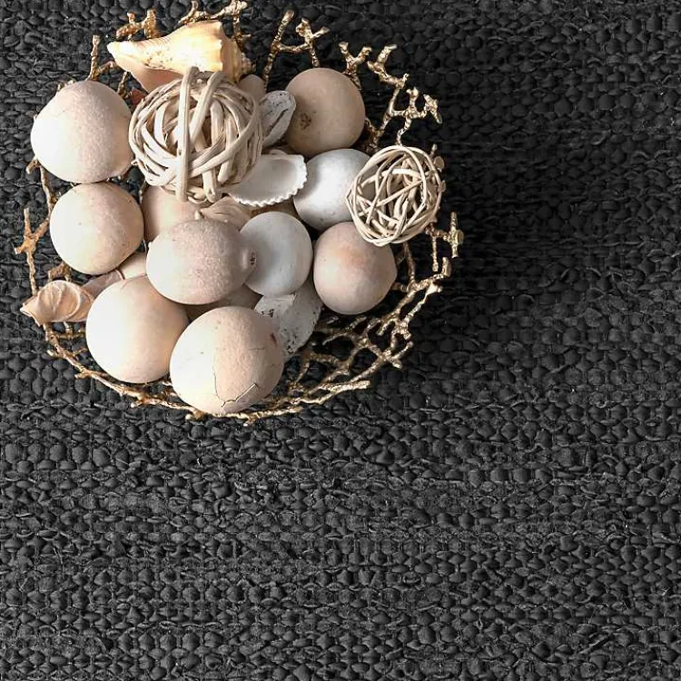 Area Rugs-Kirklands Home Hand Braided Leather Kelli Jute Area Rug, 7x9 Black