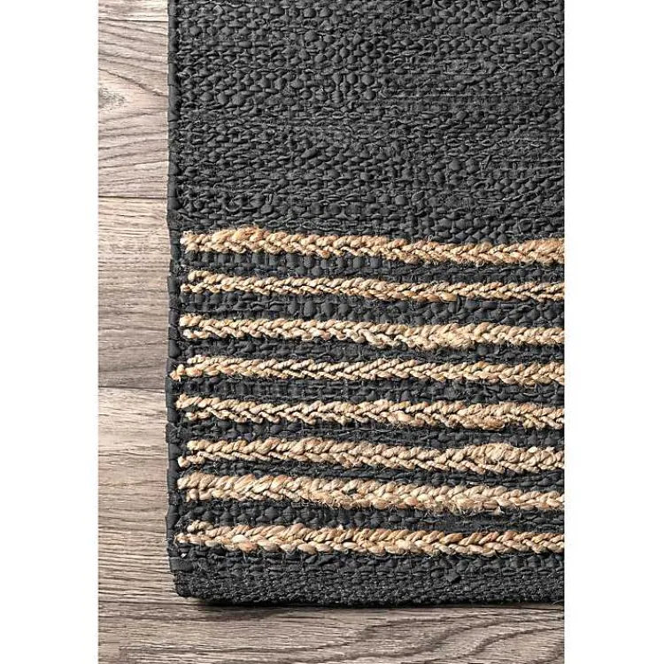 Area Rugs-Kirklands Home Hand Braided Leather Kelli Jute Area Rug, 7x9 Black