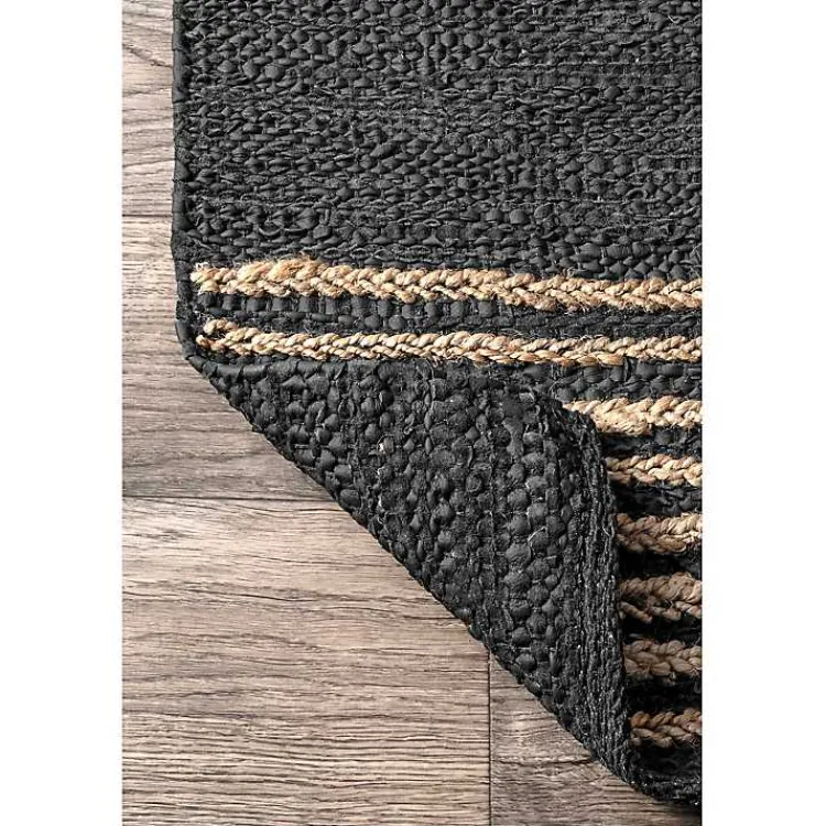 Area Rugs-Kirklands Home Hand Braided Leather Kelli Jute Area Rug, 7x9 Black
