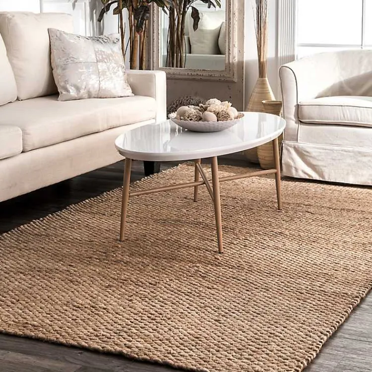 Area Rugs-Kirklands Home Jute Hand Woven Halsey Area Rug, 4x6 Tan