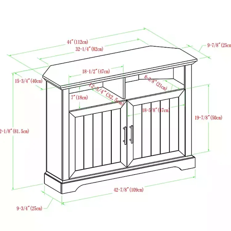 Tv Stands & Media Consoles-Kirklands Home White Oak Grooved Door Corner TV Stand Ivory