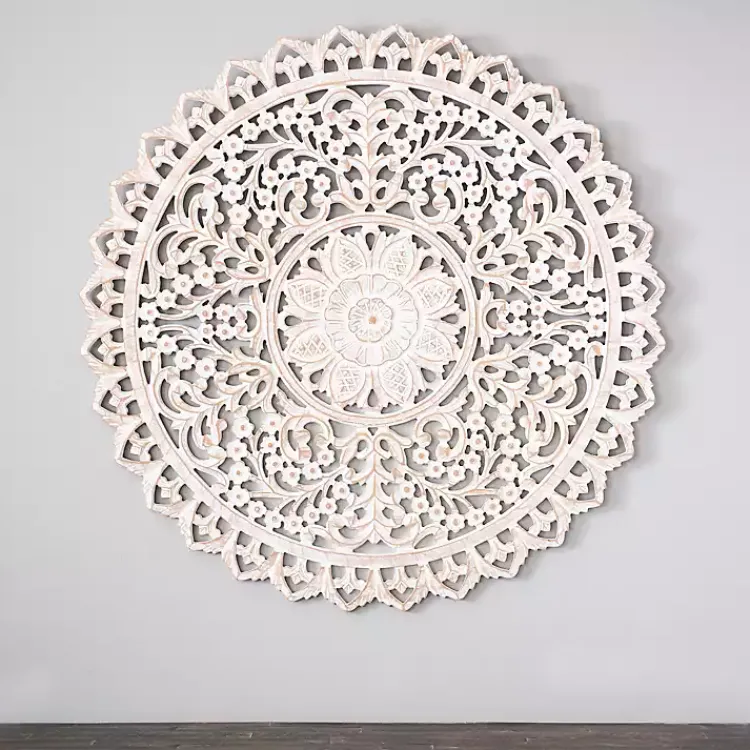 Wall Plaques-Kirklands Home Cream and Natural Ornate Medallion Wall Plaque White